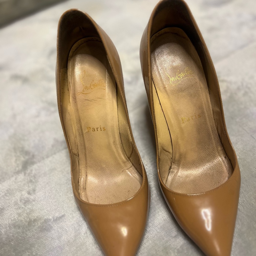 Elegant Nude Patent Leather Pumps